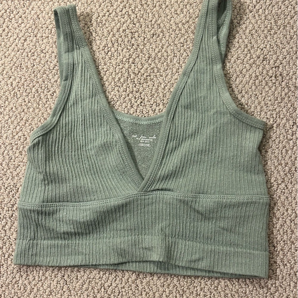 Urban Outfitters Olive Ribbed Knit Top